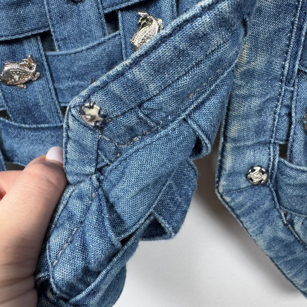 Vintage Ellen Richman Women's Denim Vest Western Silver Charms Size S - Picture 8 of 11